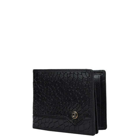 Croco Leather Mens Wallet - Black