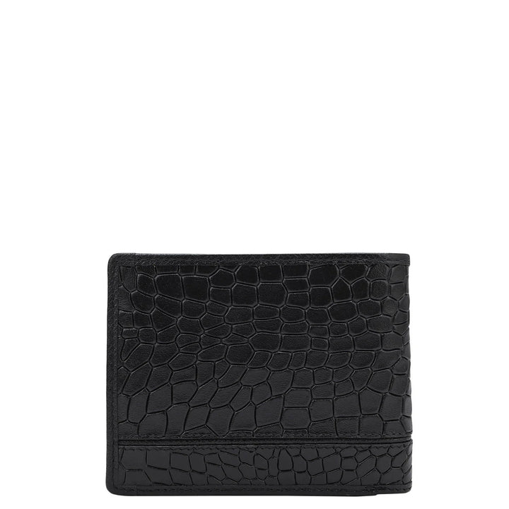 Croco Leather Mens Wallet - Black