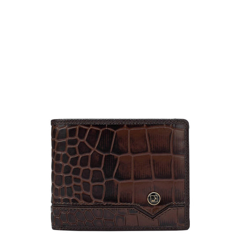 Croco Leather Mens Wallet - Brown