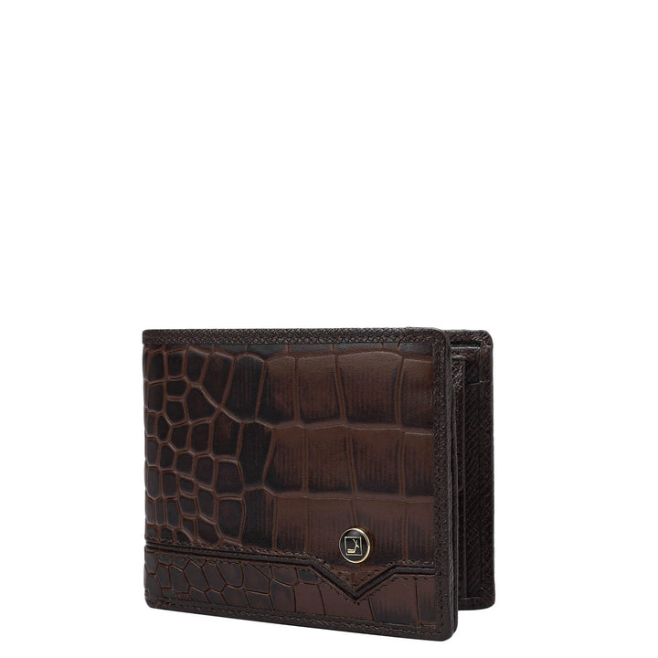 Croco Leather Mens Wallet - Brown