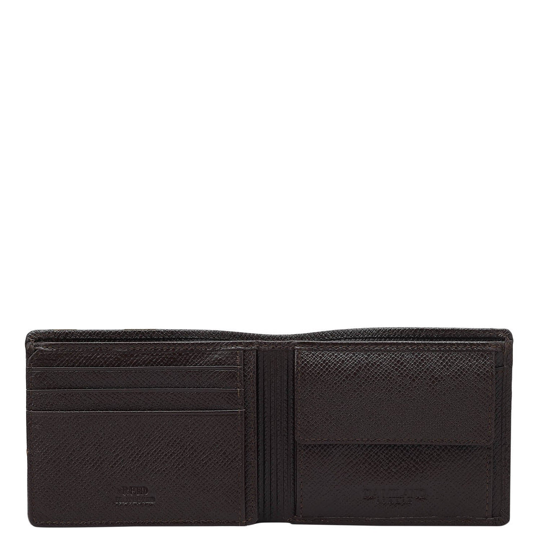 Croco Leather Mens Wallet - Brown