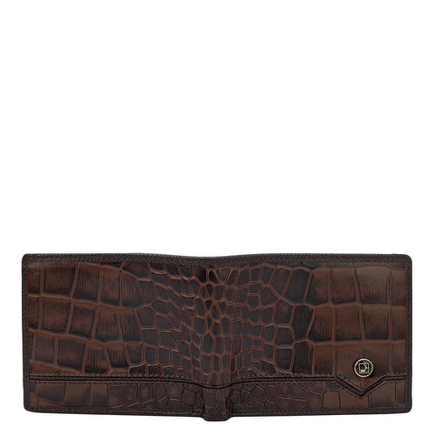 Croco Leather Mens Wallet - Brown