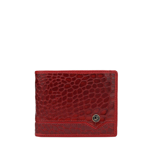 Croco Leather Mens Wallet - Red