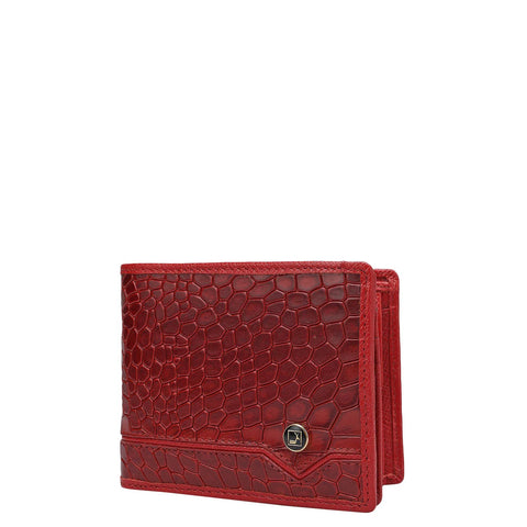 Croco Leather Mens Wallet - Red