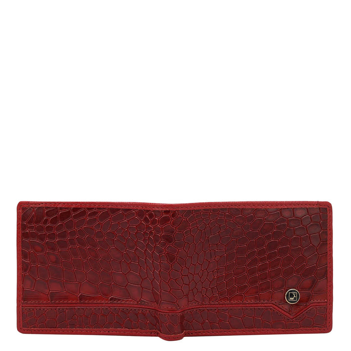 Croco Leather Mens Wallet - Red