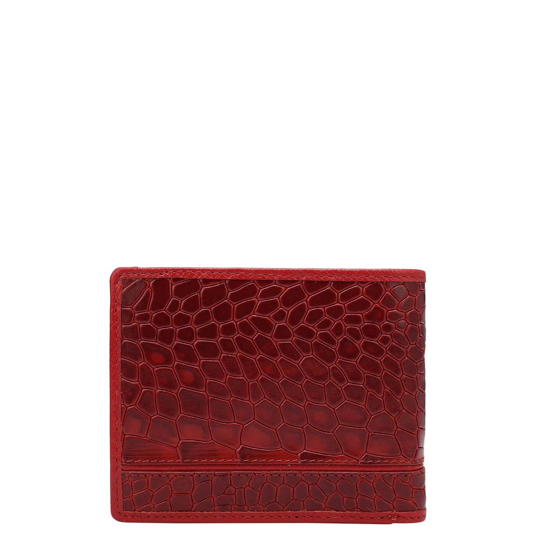 Croco Leather Mens Wallet - Red