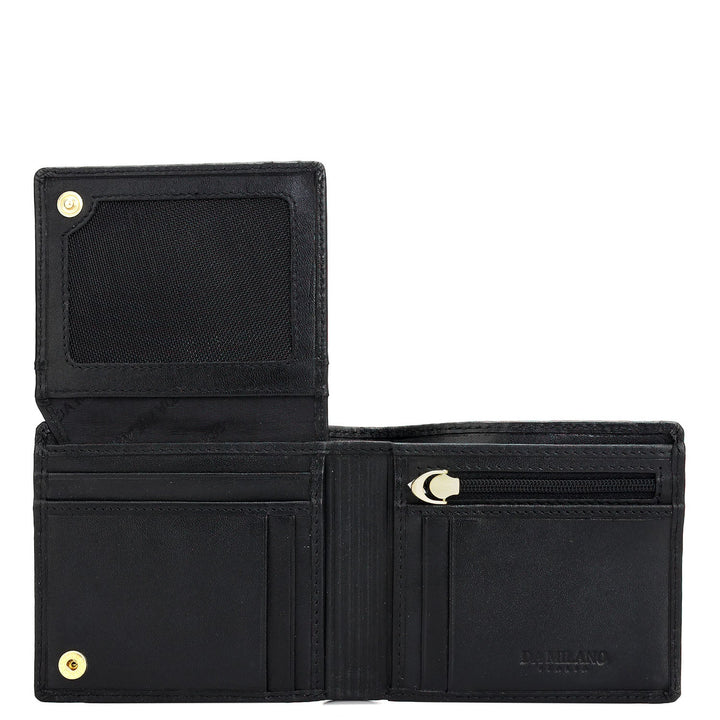 Black Bifold Leather Mens Wallet