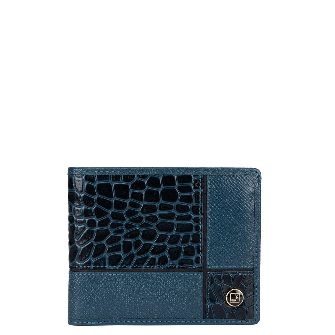 Croco Franzy Leather Mens Wallet - Ocean