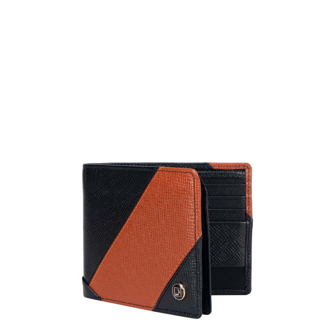 Franzy Leather Mens Wallet - Black & Rust