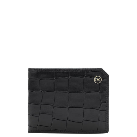 Croco Leather Mens Wallet - Black