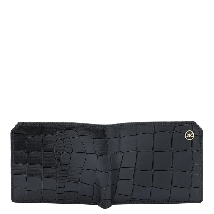 Croco Leather Mens Wallet - Black