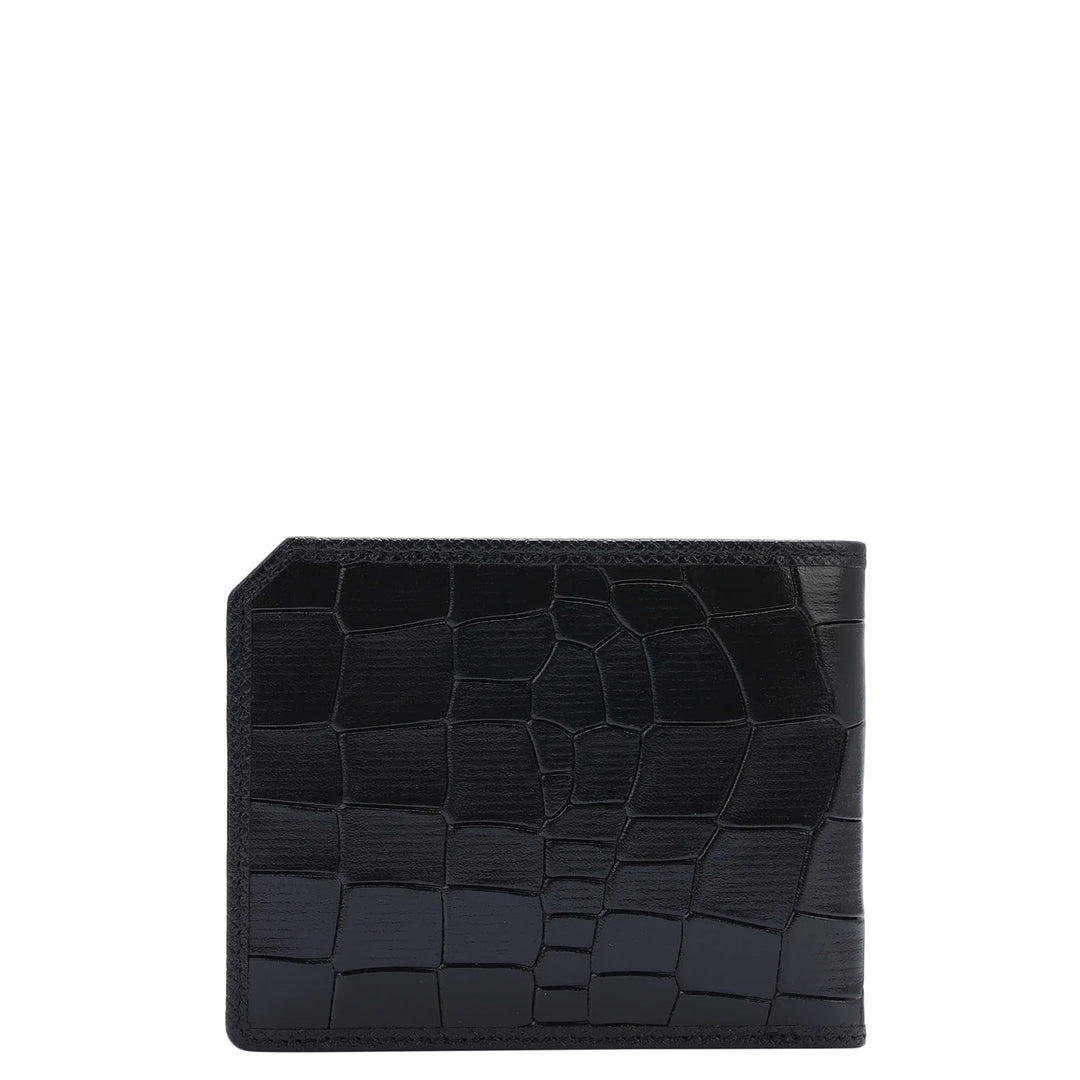 Croco Leather Mens Wallet - Black