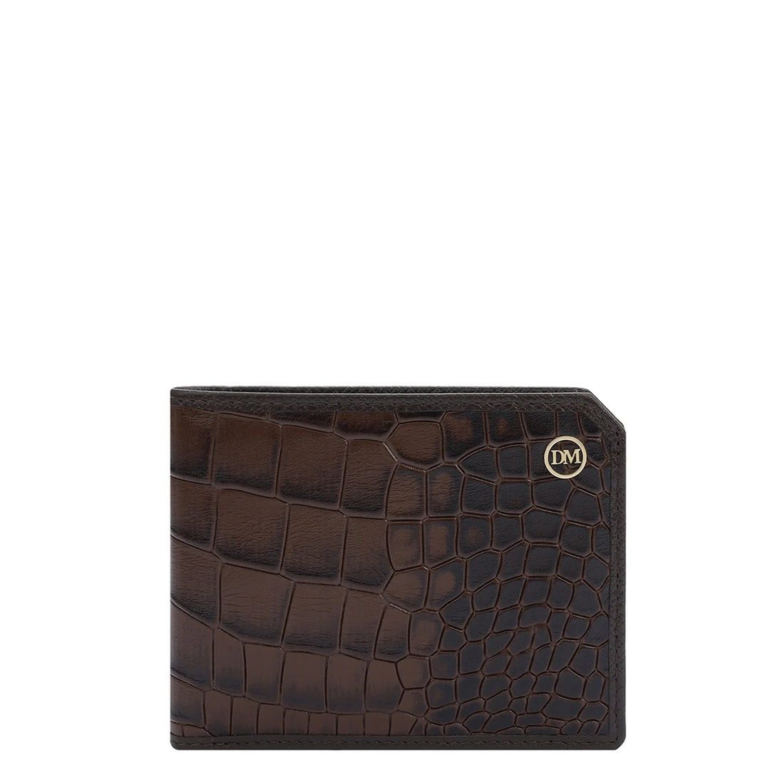 Croco Leather Mens Wallet - Brown