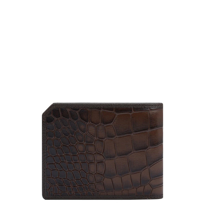 Croco Leather Mens Wallet - Brown