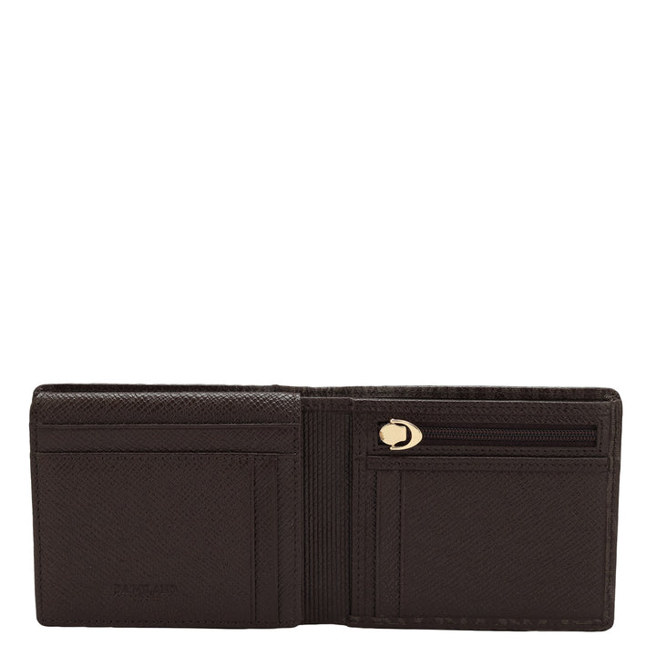 Franzy Monogram Leather Mens Wallet - Chocolate