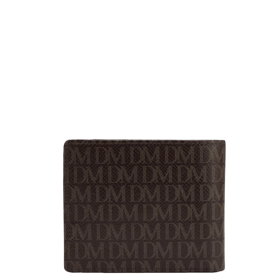 Franzy Monogram Leather Mens Wallet - Chocolate