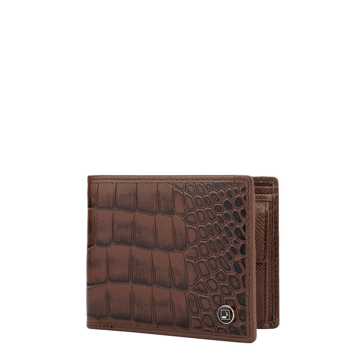 Croco Leather Mens Wallet - Brown