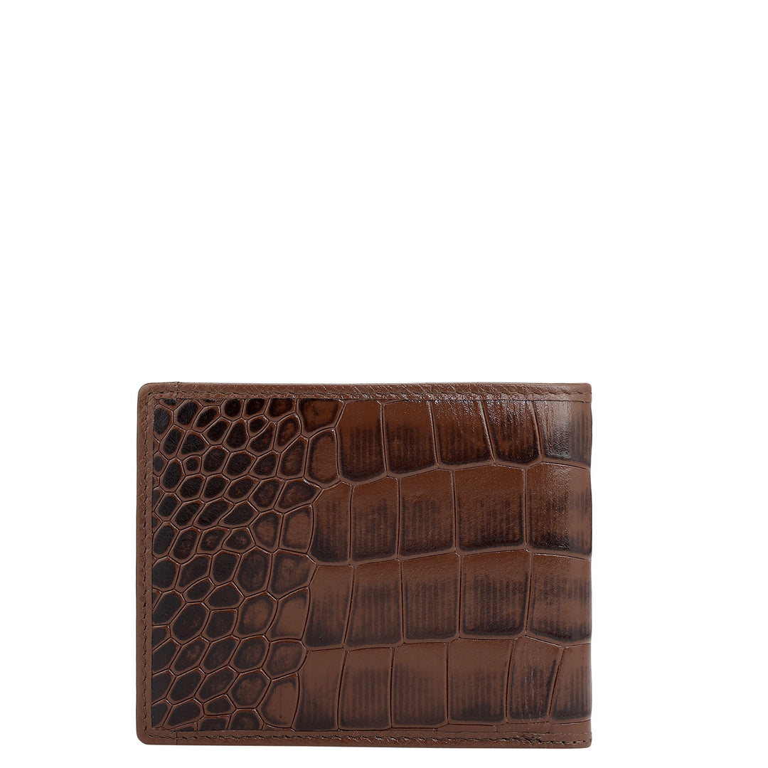 Croco Leather Mens Wallet - Brown
