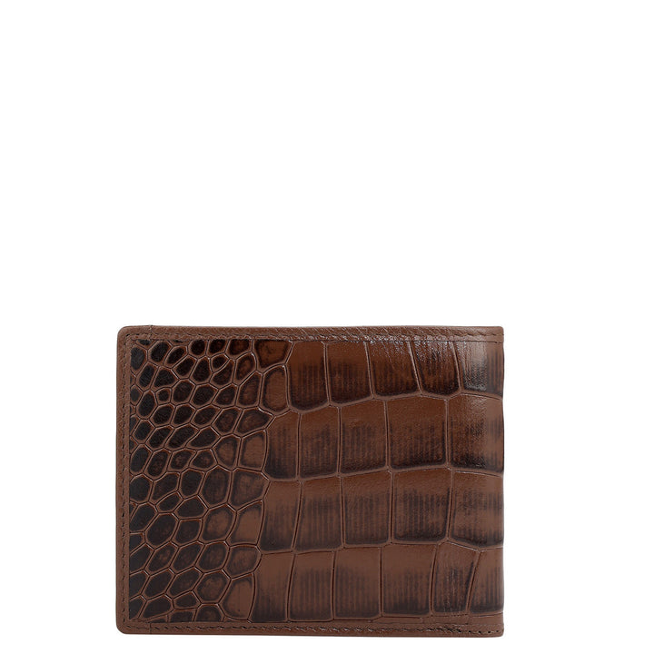 Croco Leather Mens Wallet - Brown