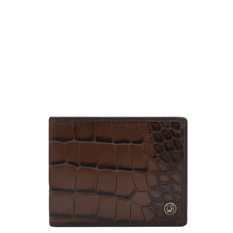 Da Milano Men's Leather Wallet - Croco - Brown