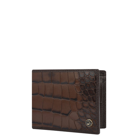 Da Milano Men's Leather Wallet - Croco - Brown