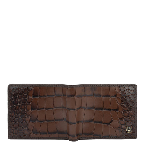 Da Milano Men's Leather Wallet - Croco - Brown