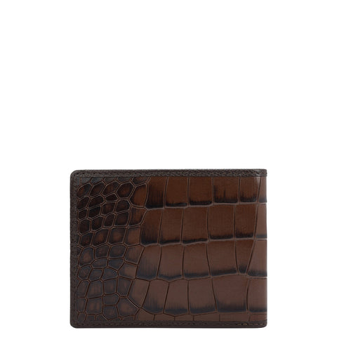 Da Milano Men's Leather Wallet - Croco - Brown