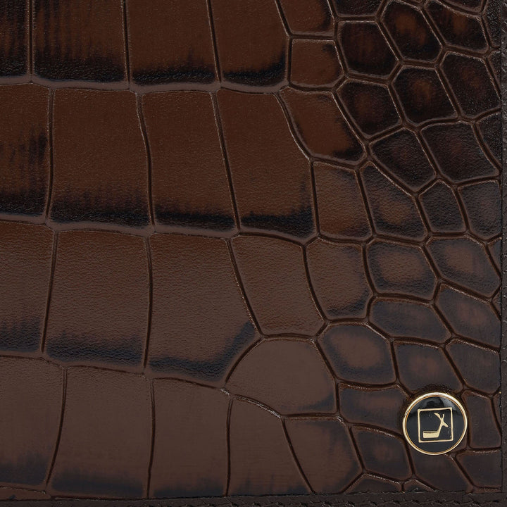 Croco Leather Mens Wallet - Brown