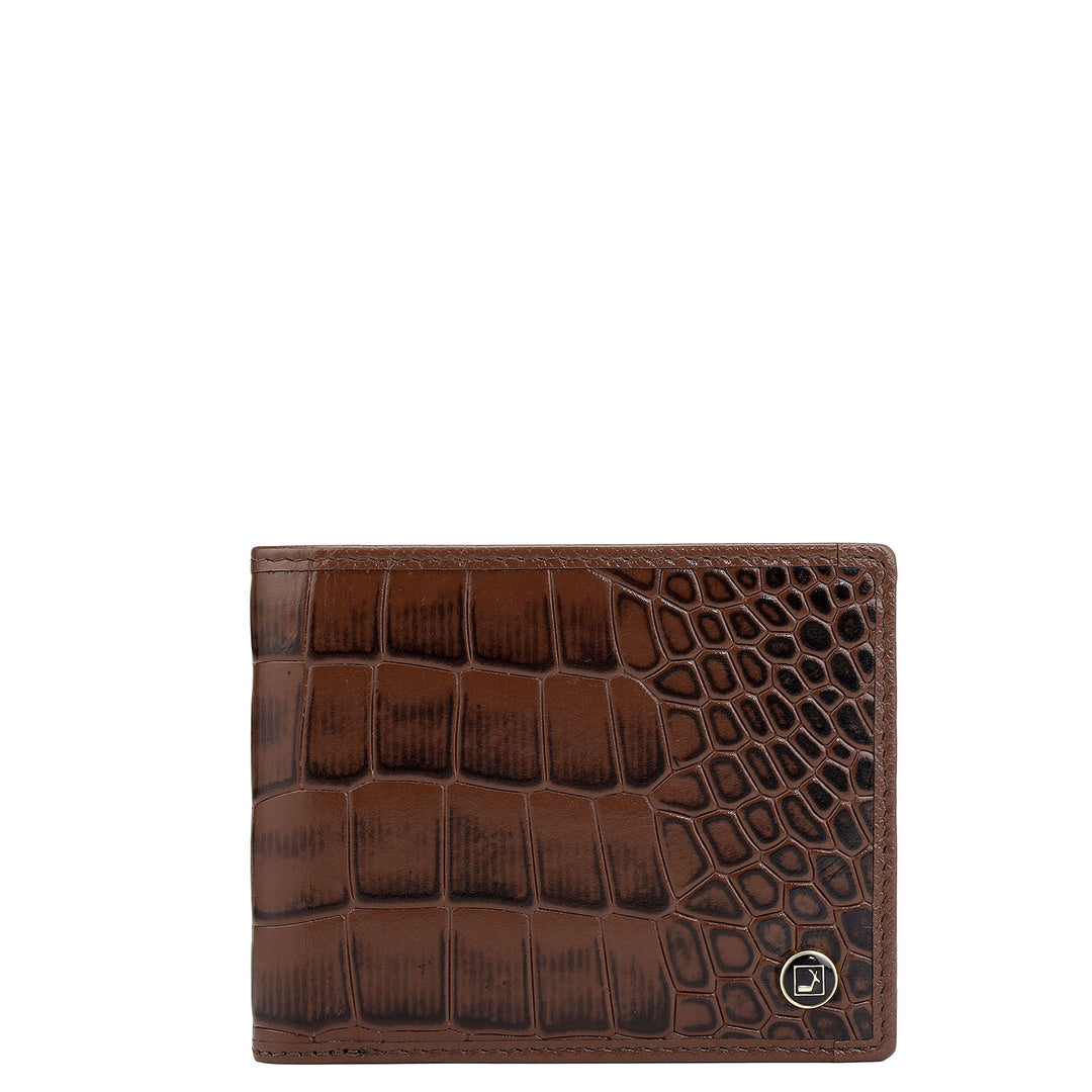 Croco Leather Mens Wallet - Brown