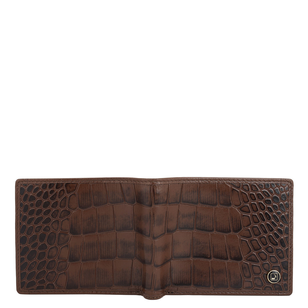 Croco Leather Mens Wallet - Brown
