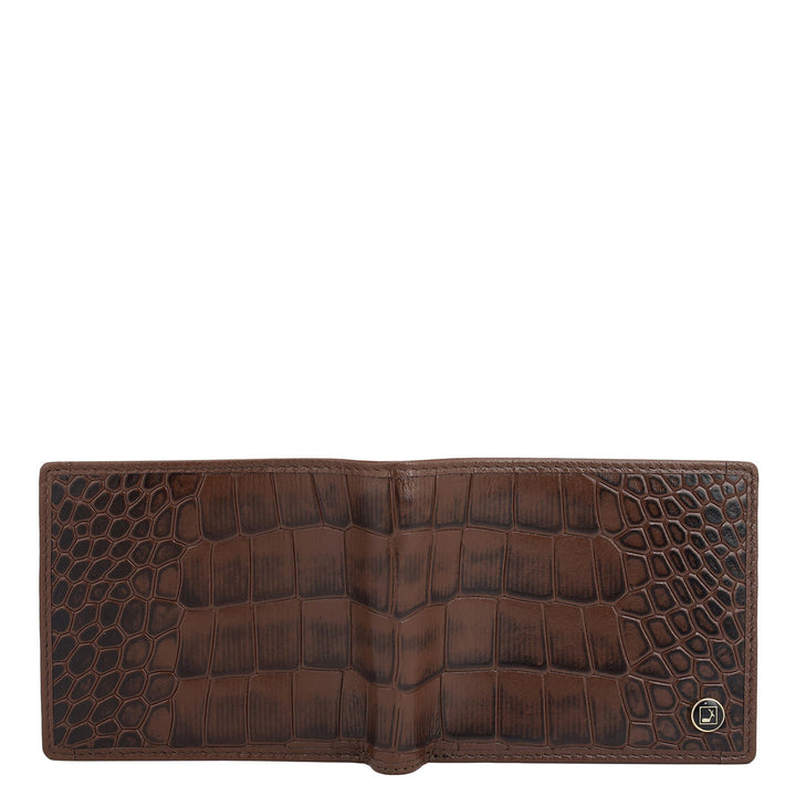 Croco Leather Mens Wallet - Brown