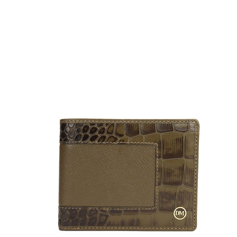 Military Green Bifold Leather Mens Wallet