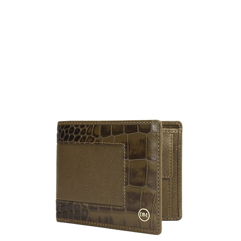 Military Green Bifold Leather Mens Wallet