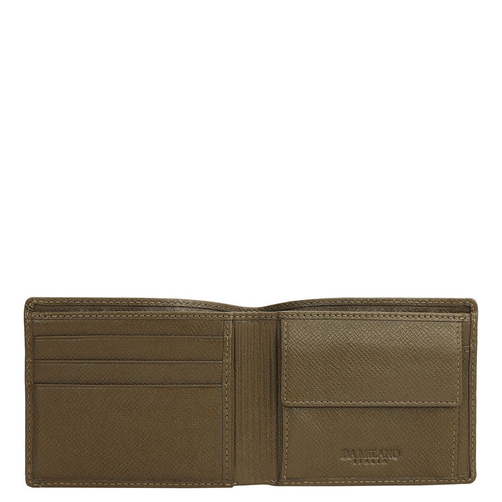 Military Green Bifold Leather Mens Wallet