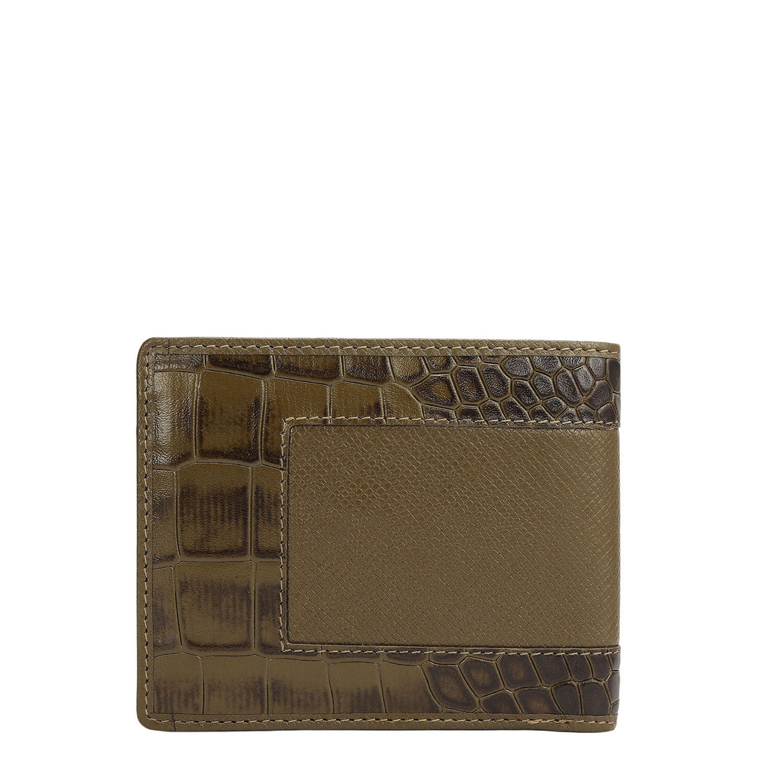 Military Green Bifold Leather Mens Wallet