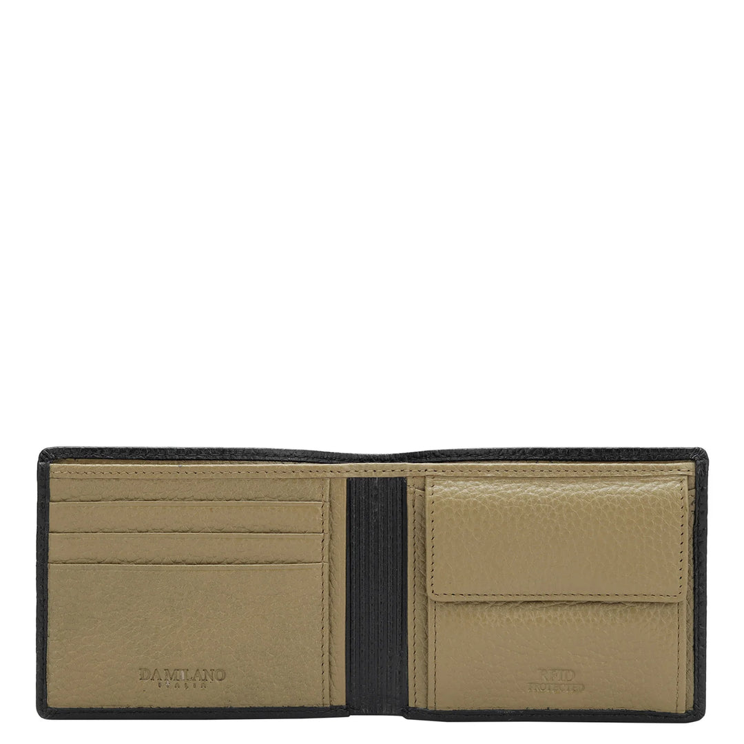 Wax Leather Mens Wallet - Black