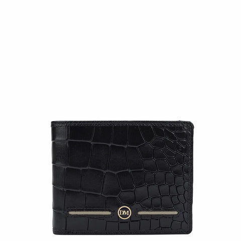 Croco Leather Mens Wallet - Black