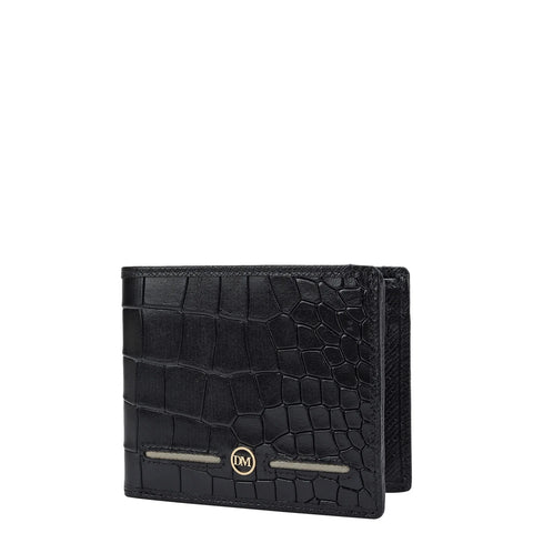 Croco Leather Mens Wallet - Black