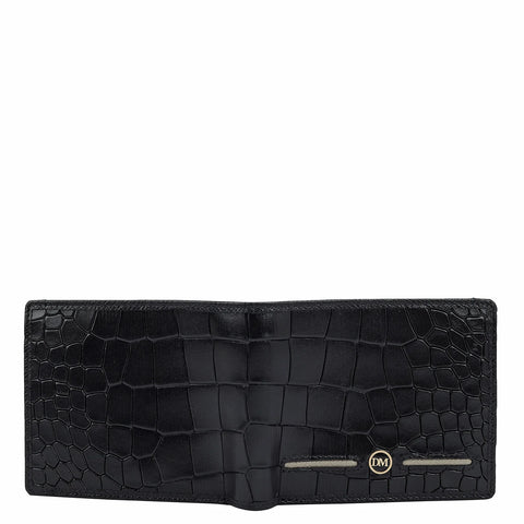 Croco Leather Mens Wallet - Black