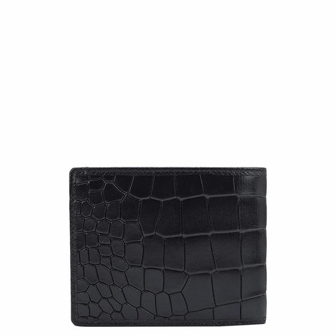 Croco Leather Mens Wallet - Black