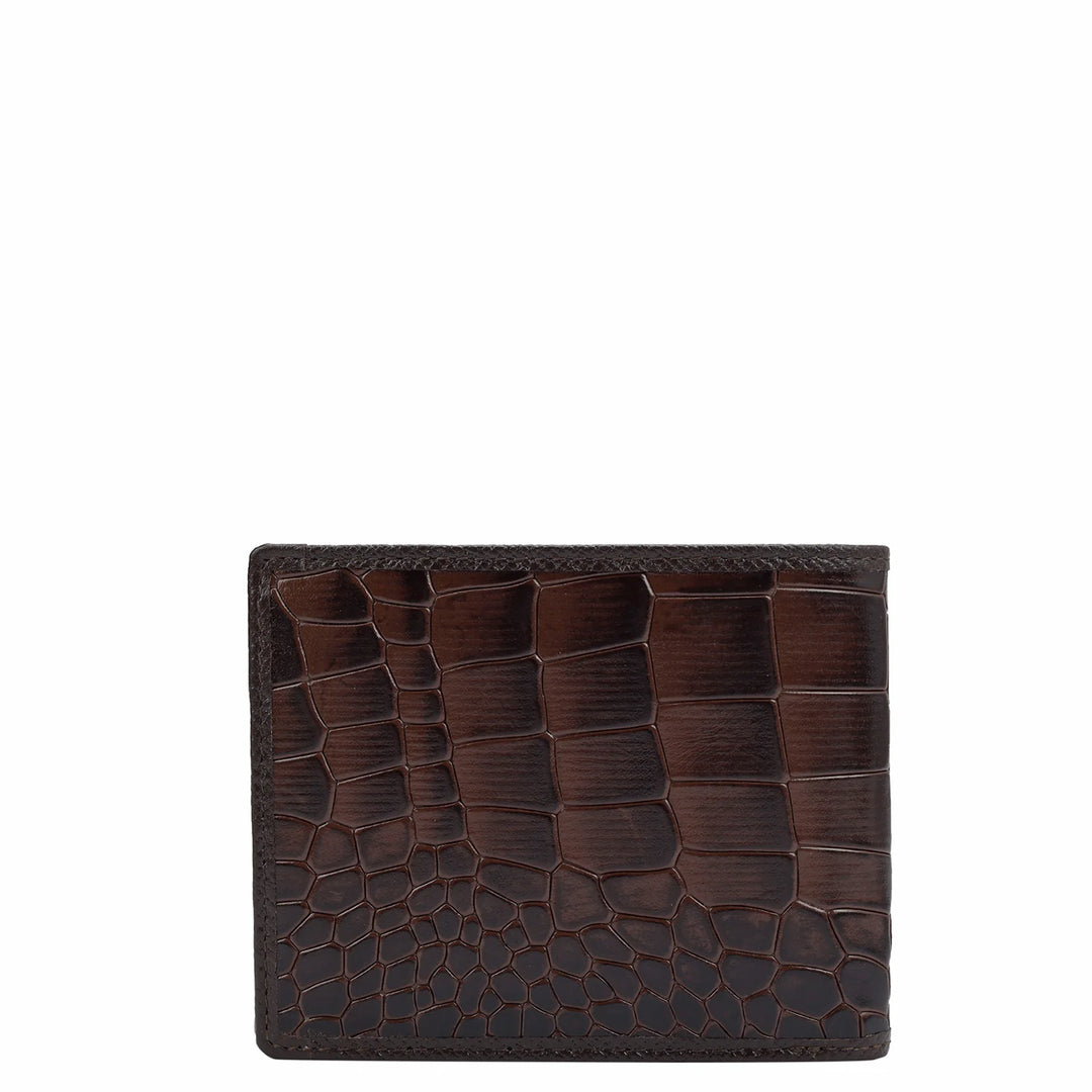 Croco Leather Mens Wallet - Brown