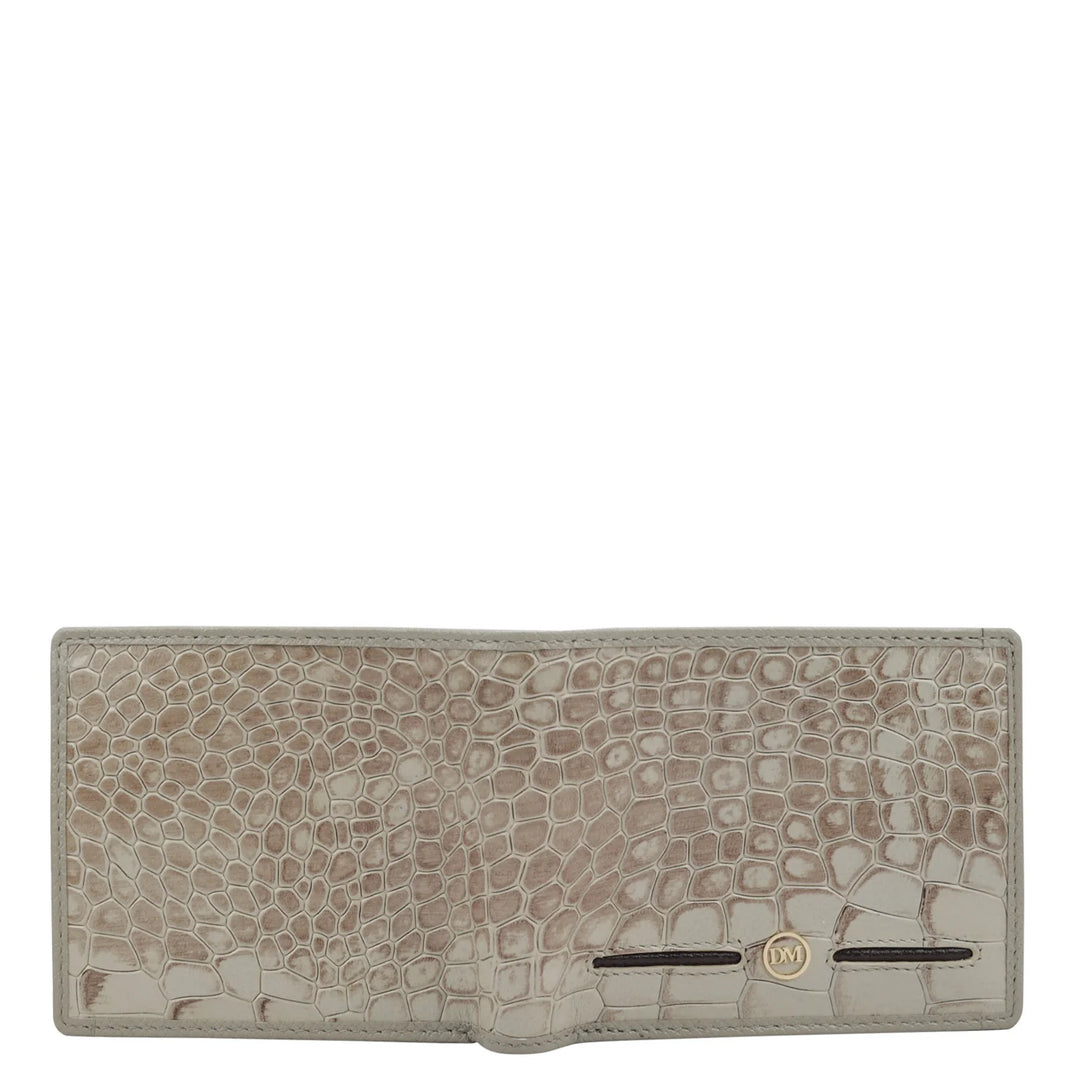 Croco Leather Mens Wallet - Frost