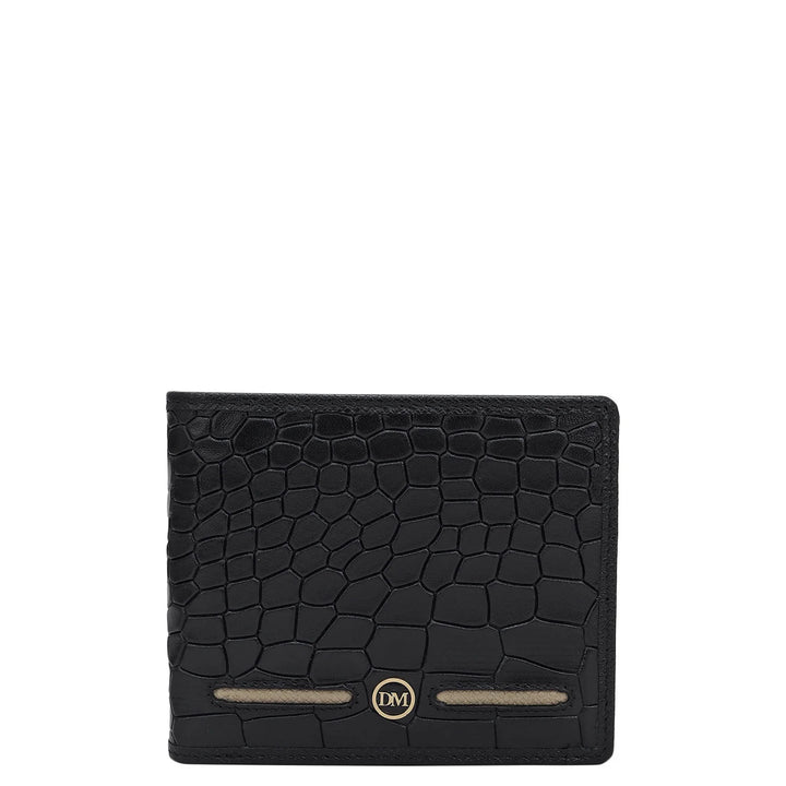 Croco Leather Mens Wallet - Black