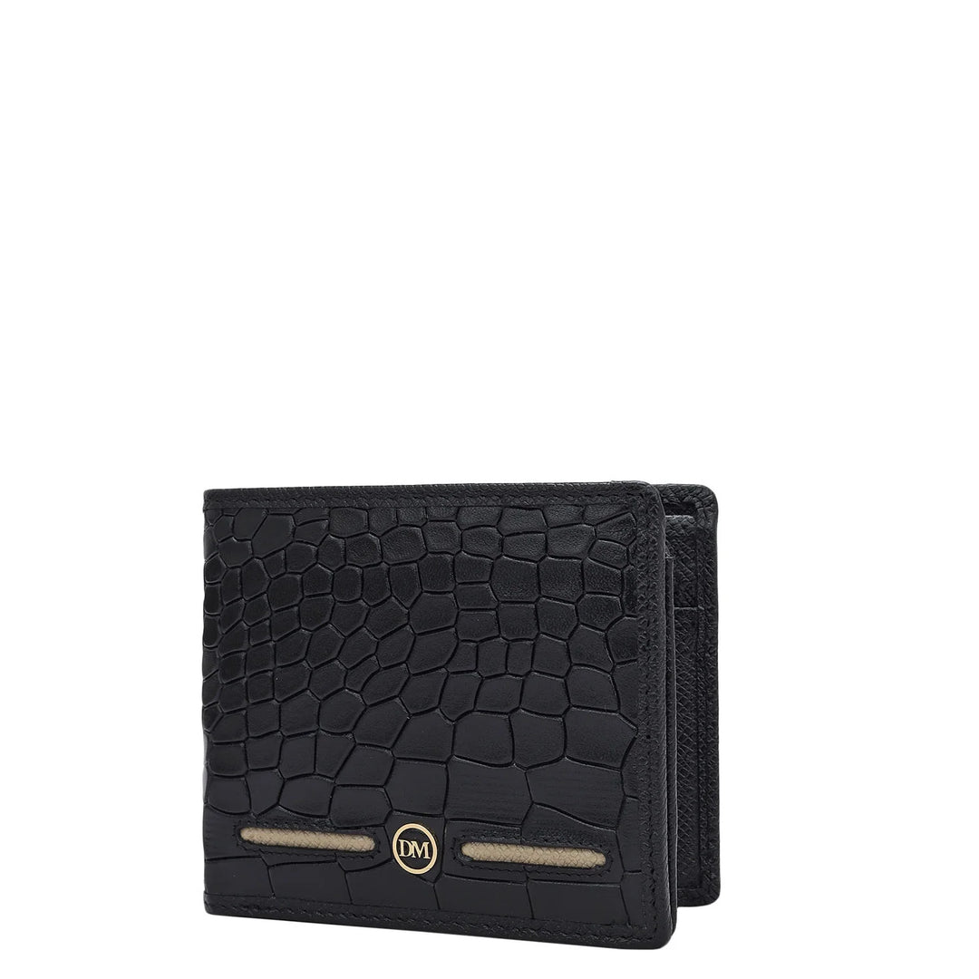 Croco Leather Mens Wallet - Black