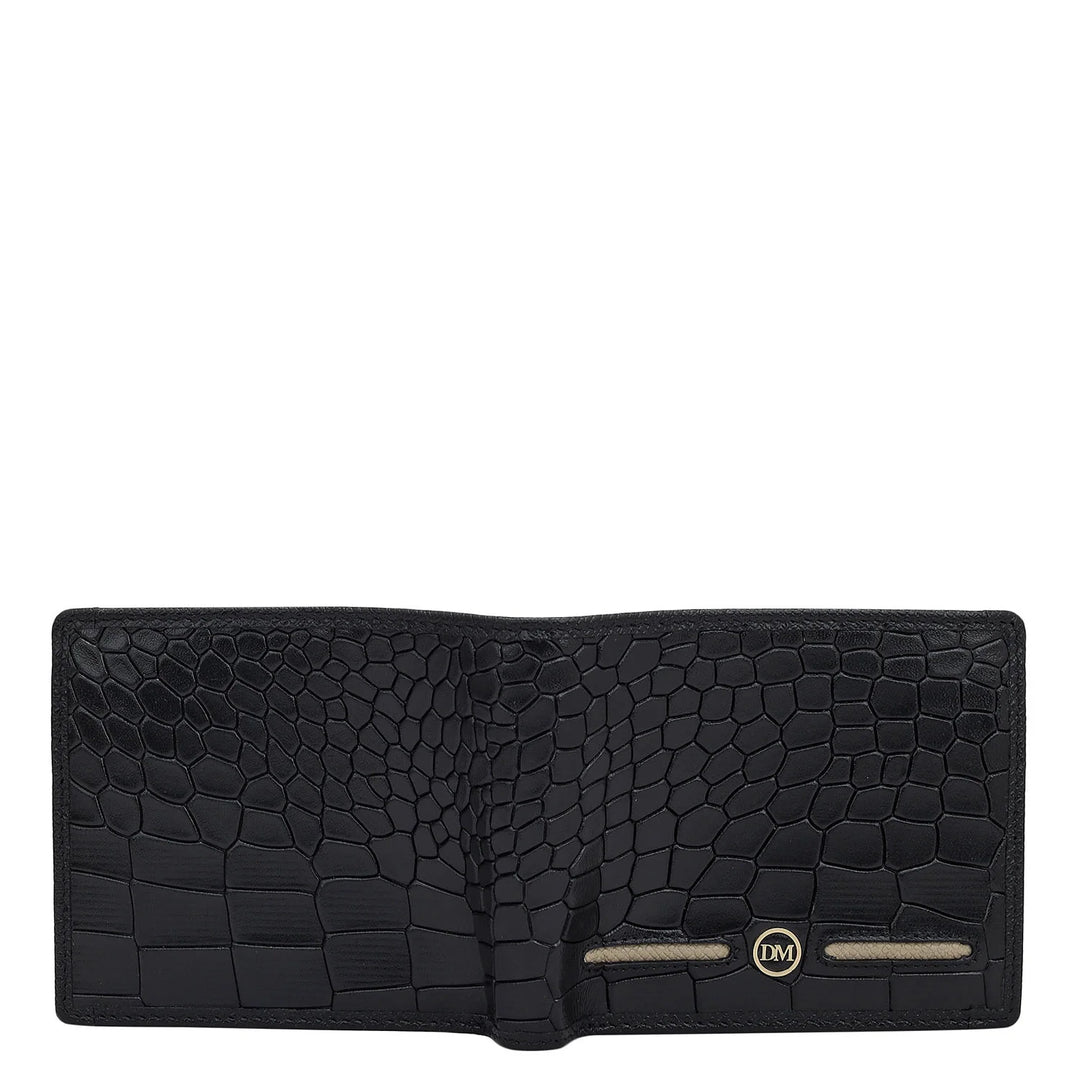 Croco Leather Mens Wallet - Black