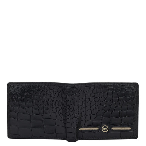 Croco Leather Mens Wallet - Black