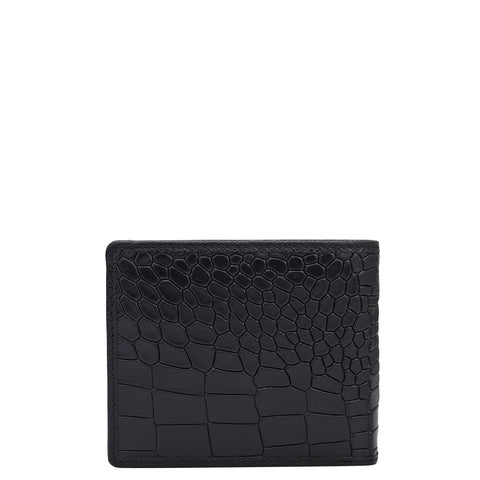 Croco Leather Mens Wallet - Black