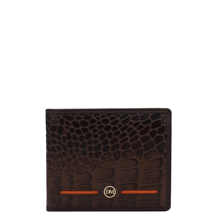 Croco Leather Mens Wallet - Brown