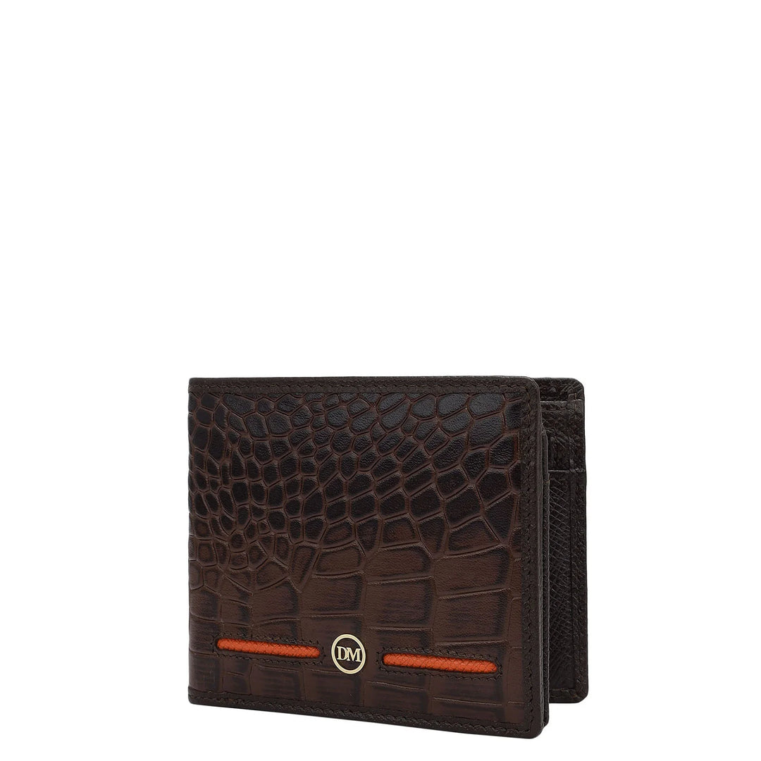 Croco Leather Mens Wallet - Brown