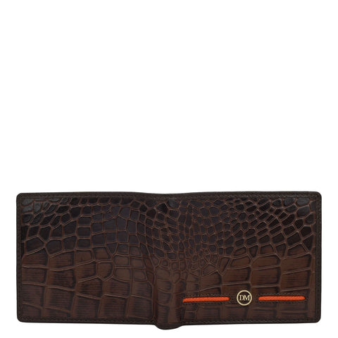 Croco Leather Mens Wallet - Brown